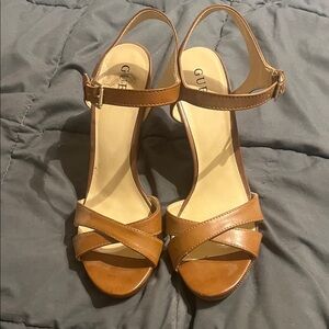 Guess Women's Tan/Brown Strappy Wedges